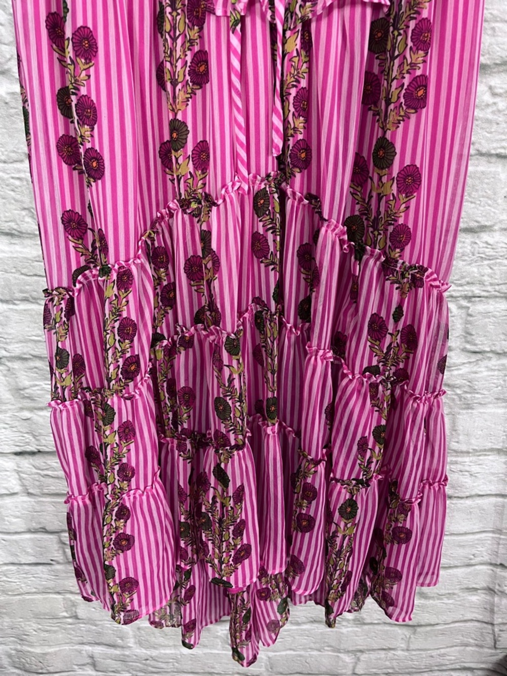 Free People XL Alejandra MIDI Floral Strapless Dress Hot Pink (Missing Straps) - Picture 7 of 14